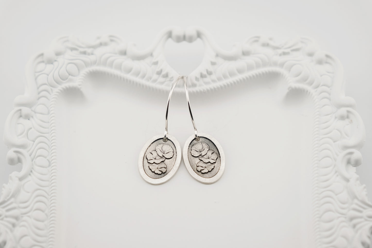 Earrings, Engraved Poppies Earrings