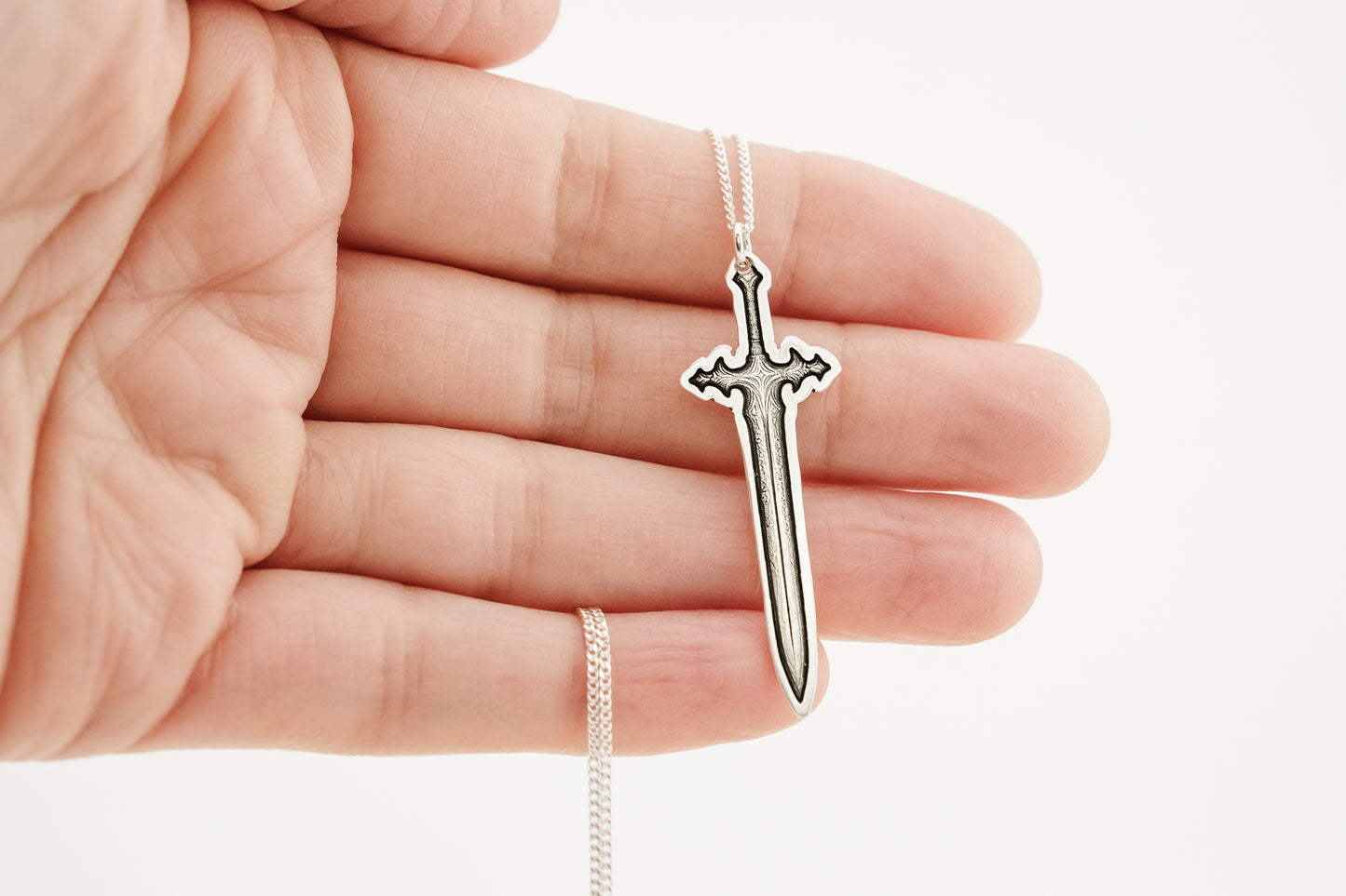 Necklace, Engraved Sword 2 Large Necklace