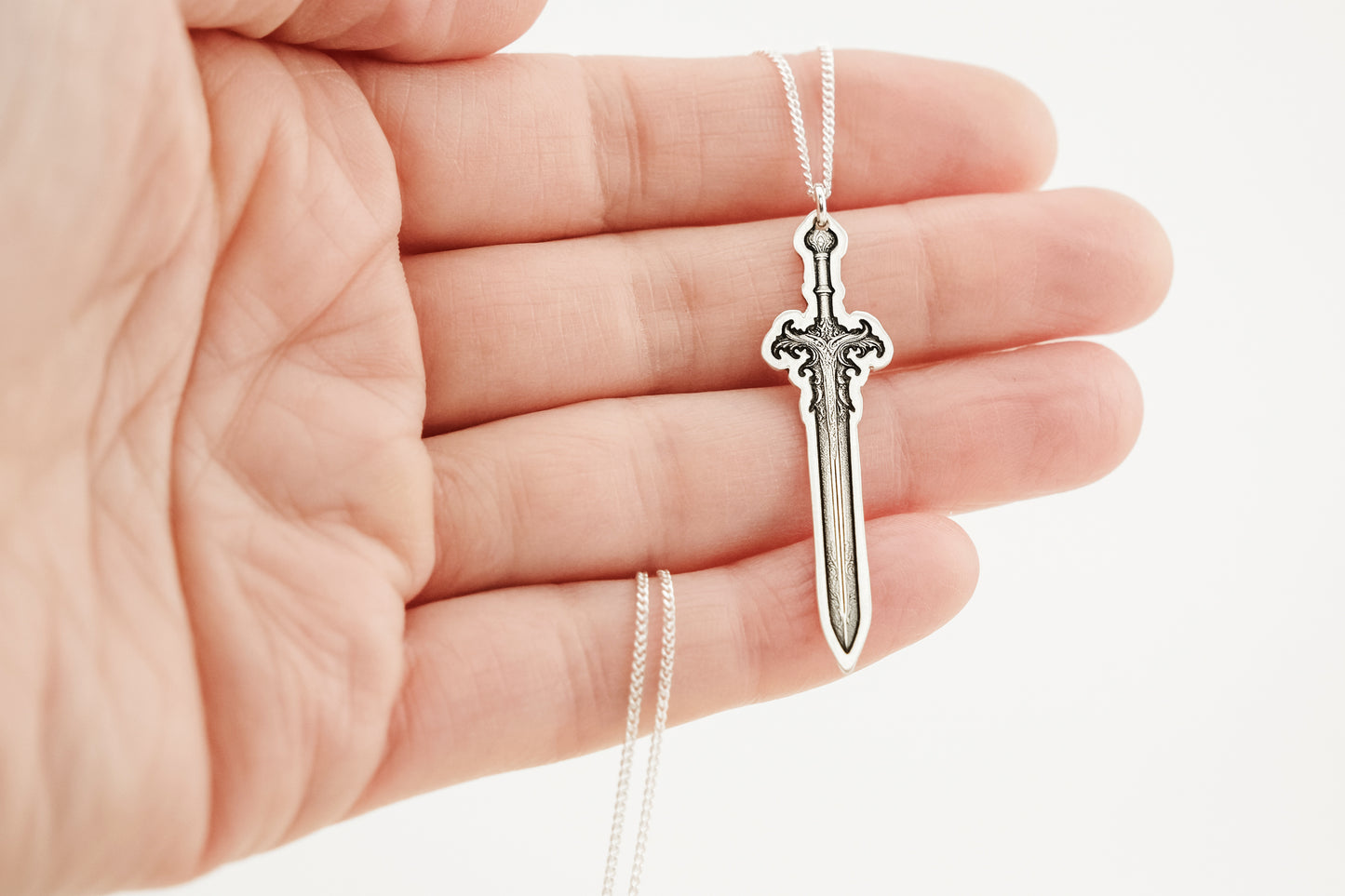 Necklace, Engraved Sword 3 Large Necklace