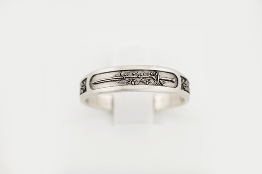 Ring, Engraved "Sword & Vine" Sterling Silver Ring