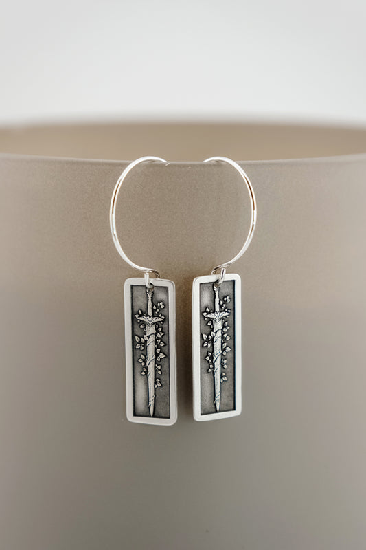 Earrings, Engraved Sword and Vine 1 Earrings