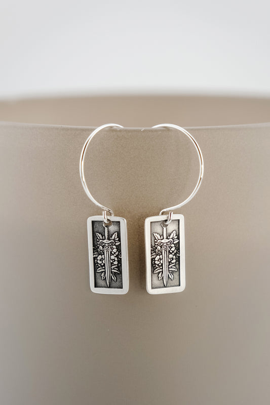 Earrings, Engraved Swords 2 Earrings