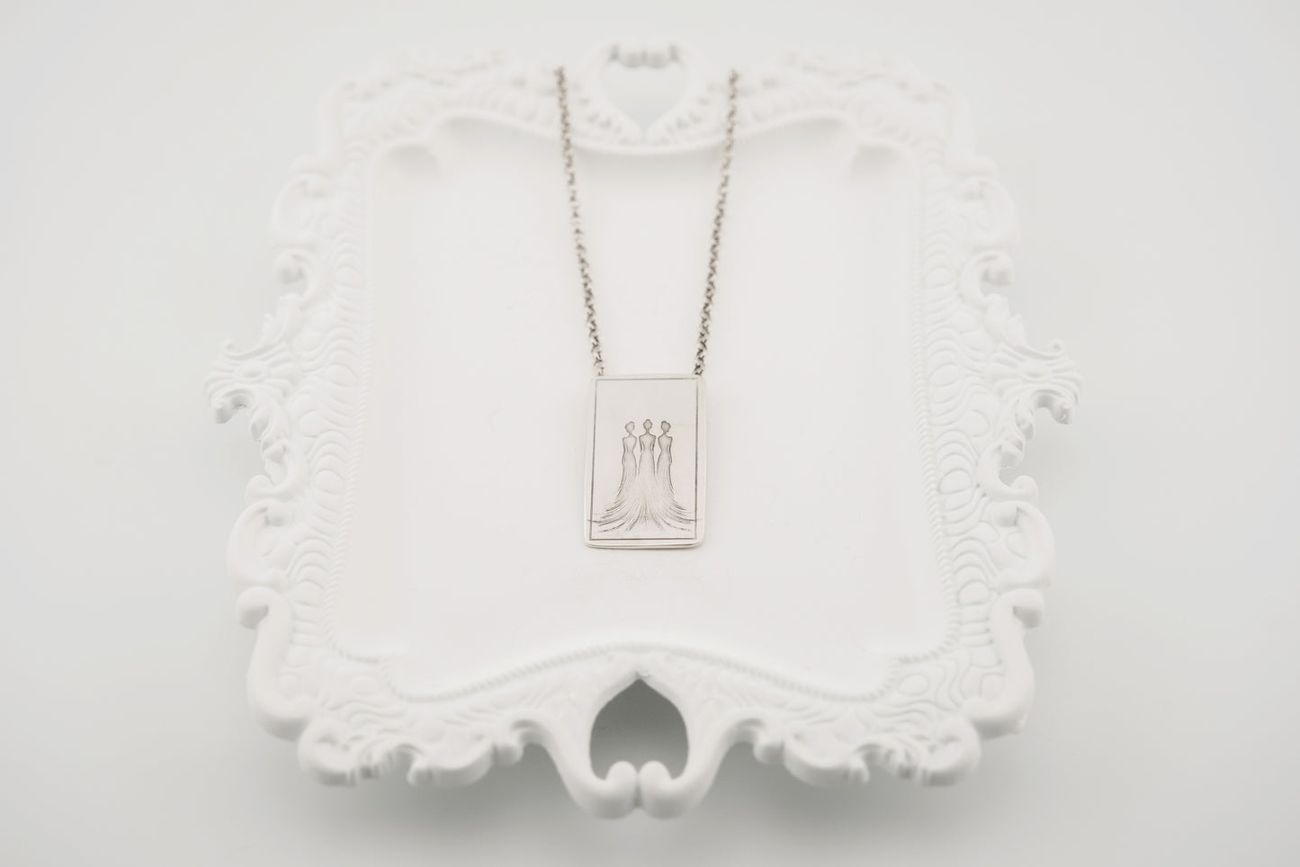 Necklace, Engraved "Three Sisters" Necklace with hidden bail