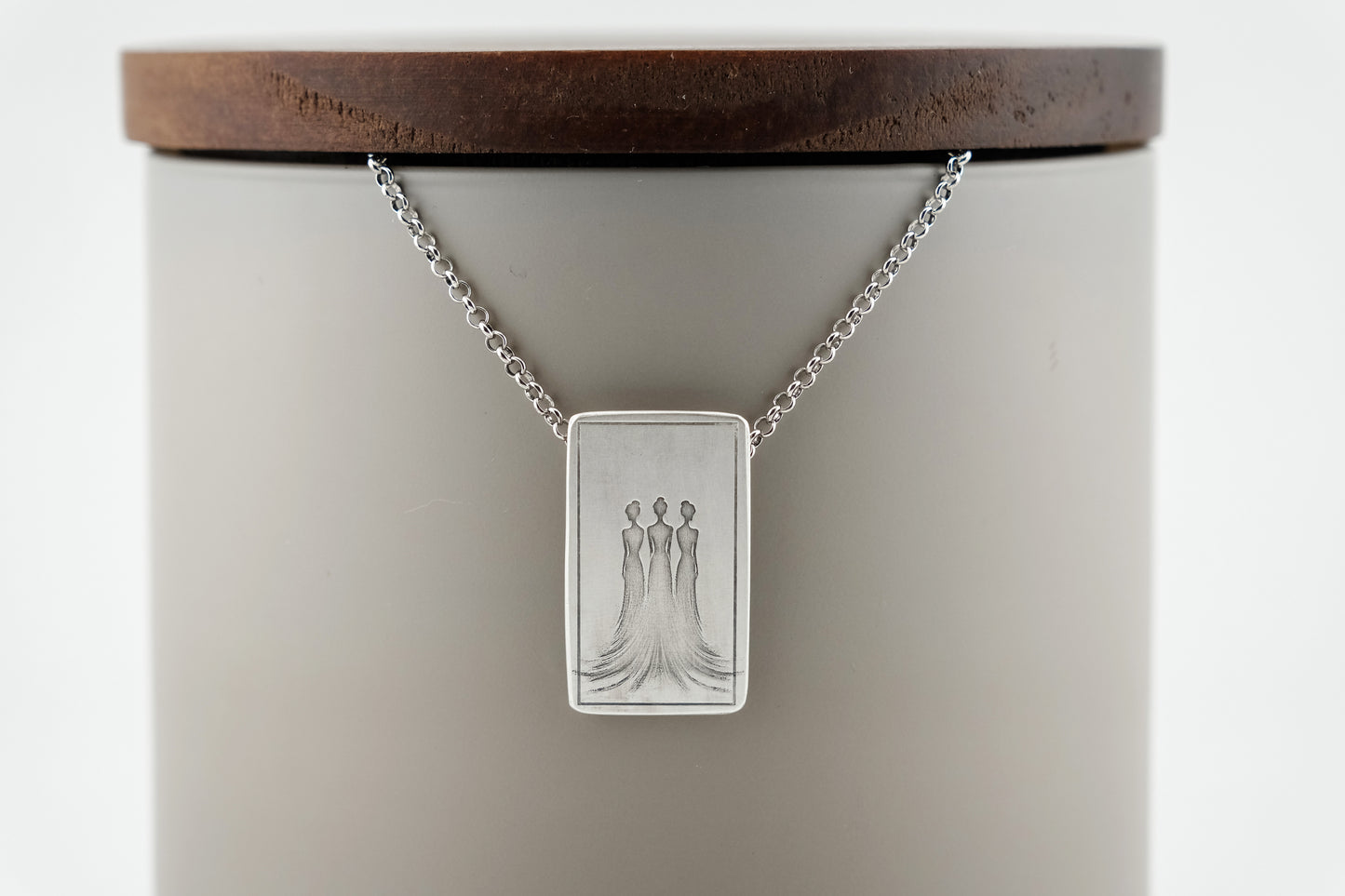 Necklace, Engraved "Three Sisters" Necklace with hidden bail