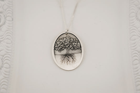 Necklace, Engraved "Tree with Roots" Necklace