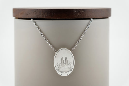 Necklace, Engraved "Two Sisters" Necklace with hidden bail