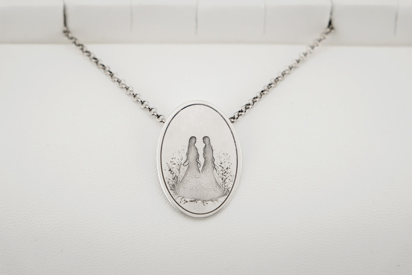 Necklace, Engraved "Two Sisters" Necklace with hidden bail