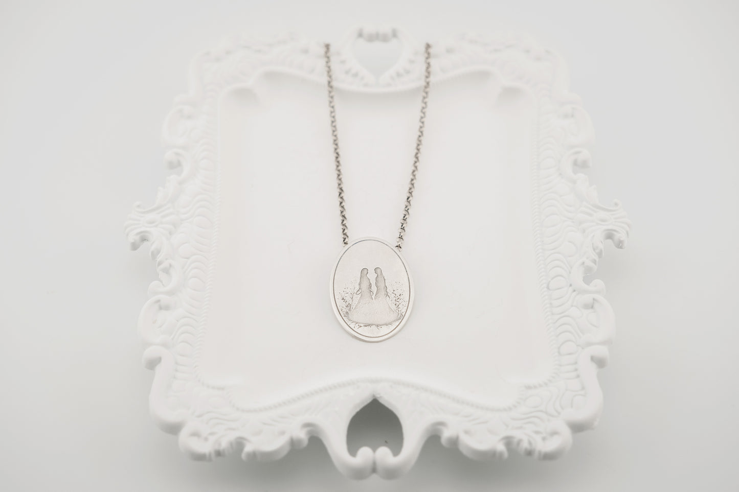 Necklace, Engraved "Two Sisters" Necklace with hidden bail