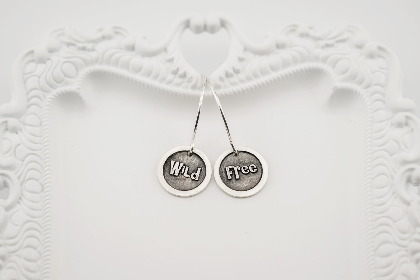 Earrings, Engraved "Wild and Free" Earrings