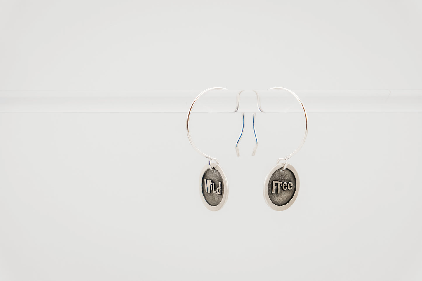 Earrings, Engraved "Wild and Free" Earrings