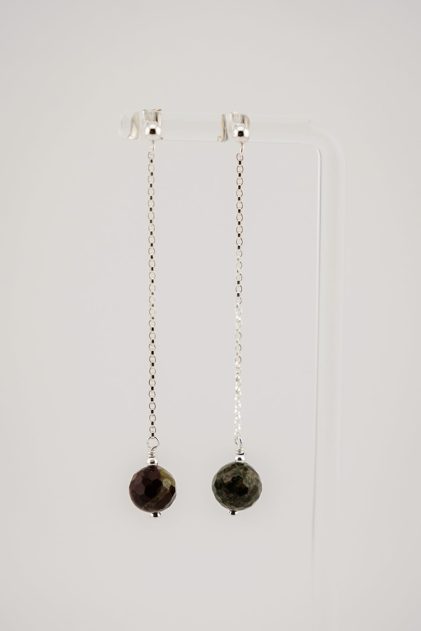 Earrings, Gemstone Long Chain Dangle Earrings