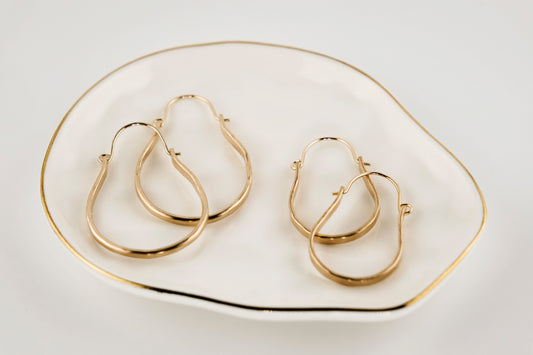 Earrings, Hammered 14k Gold Fill Hinged Hoops