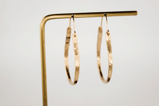 Earrings, Hammered 14k Gold Fill Hinged Hoops