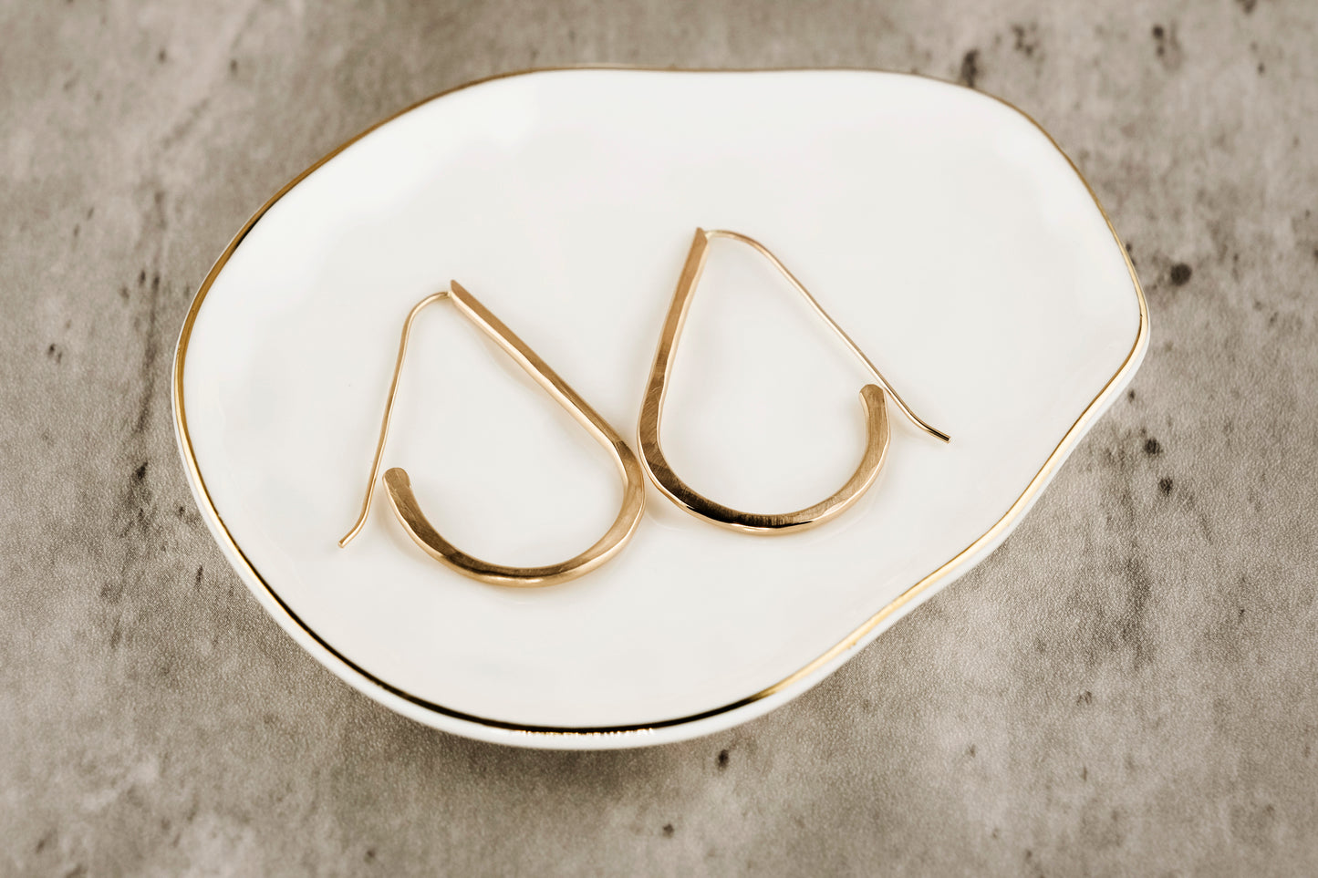 Earrings, Hammered 14k Teardrop Hoop Earrings