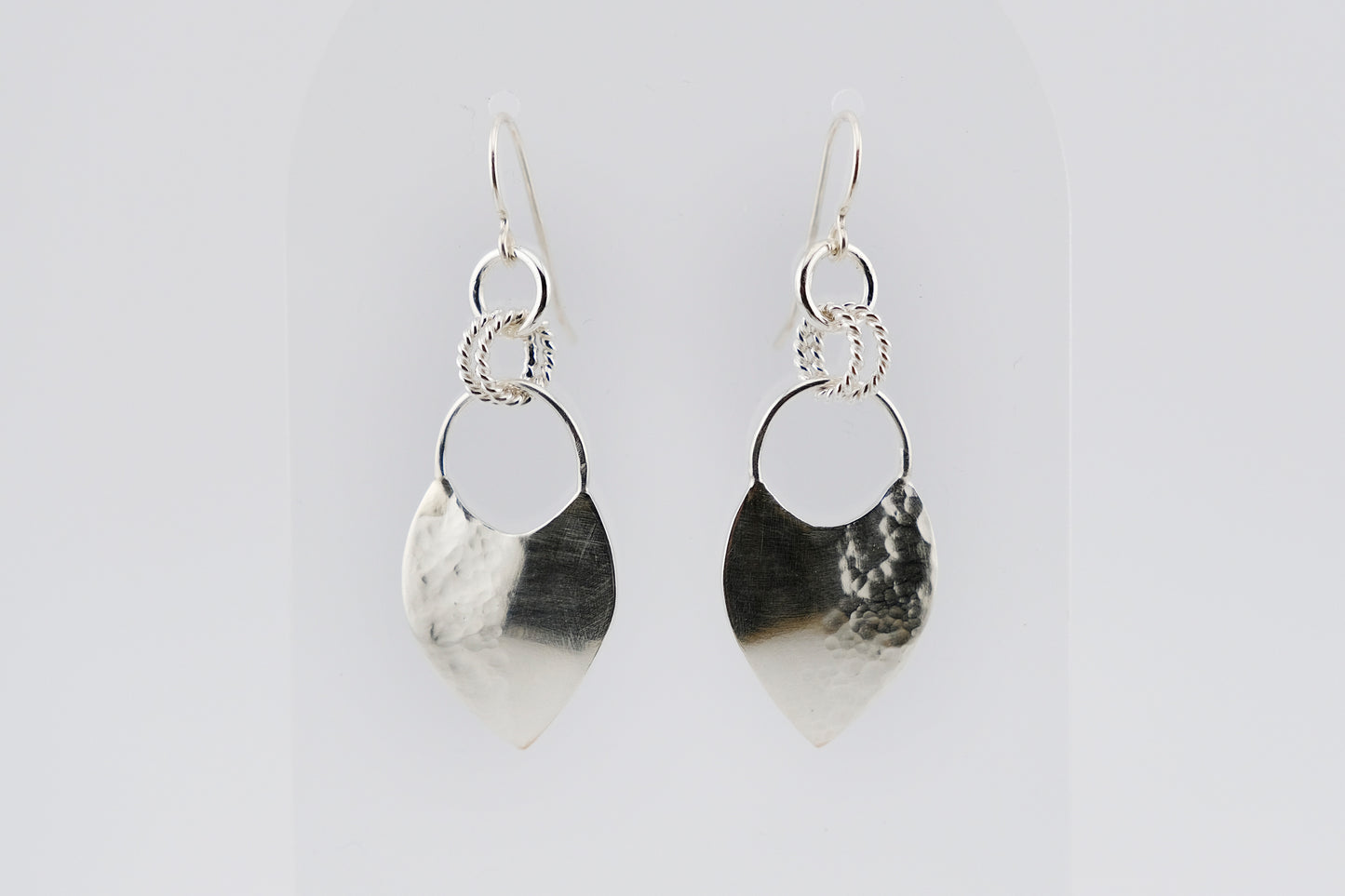 Earrings, Hammered Shield Silver Statement Earrings