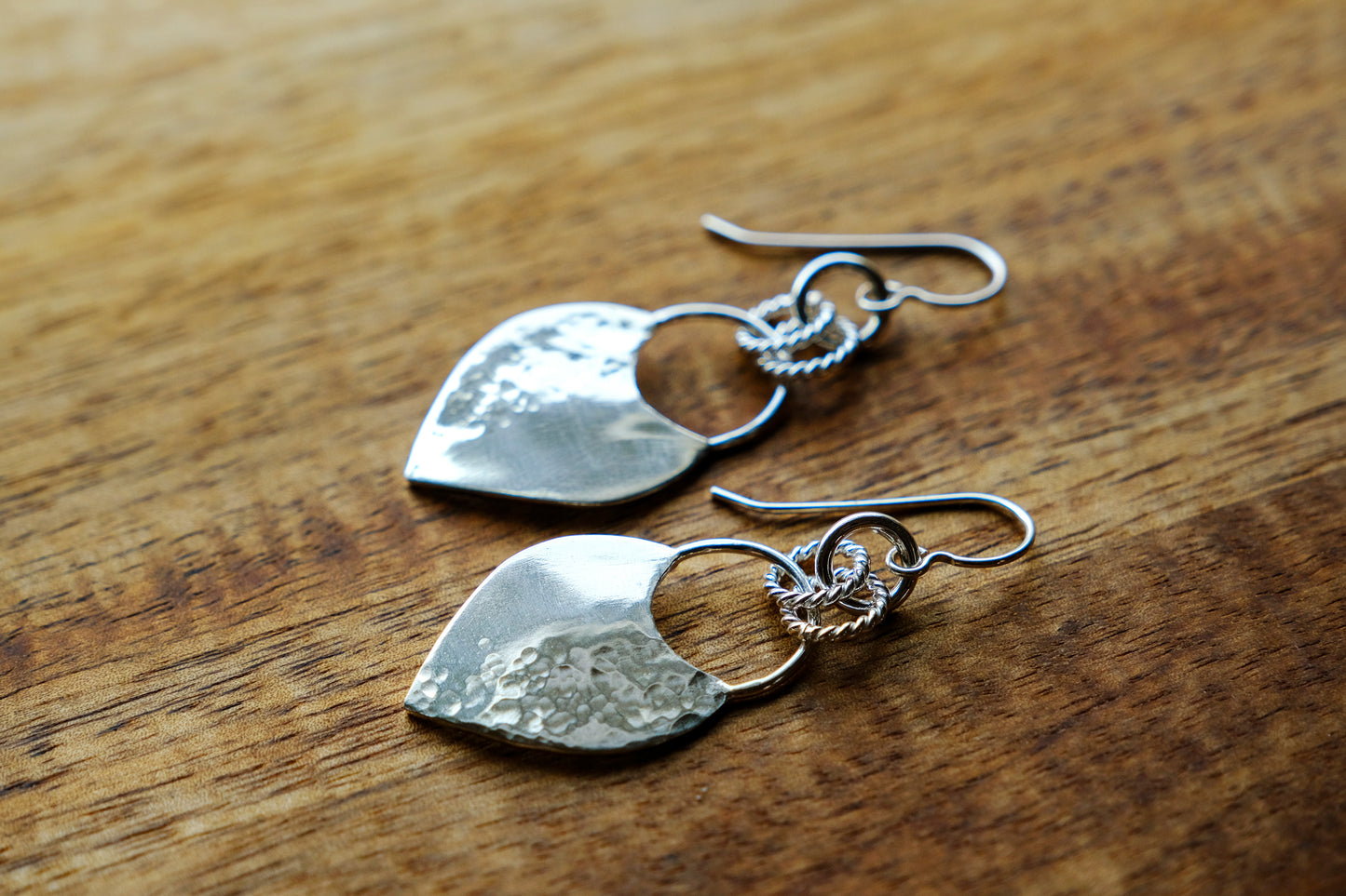 Earrings, Hammered Shield Silver Statement Earrings