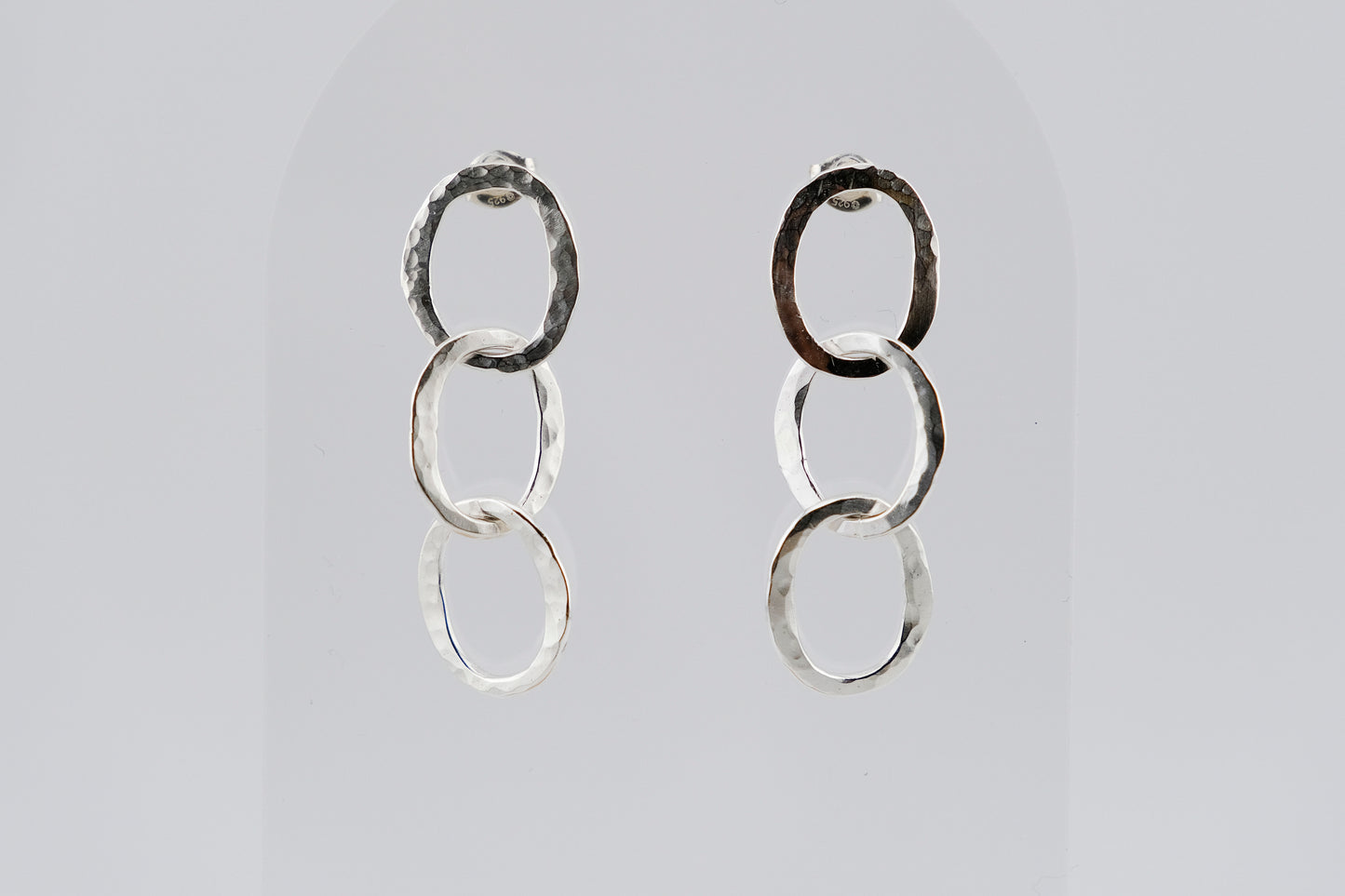 Earrings, Hammered Silver Chain Link