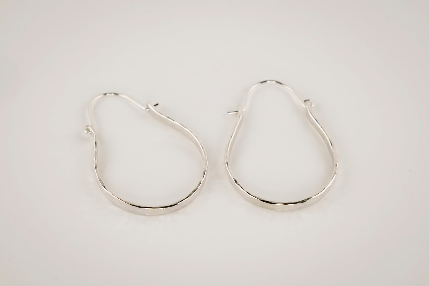 Earrings, Hammered Silver Hinged Hoops