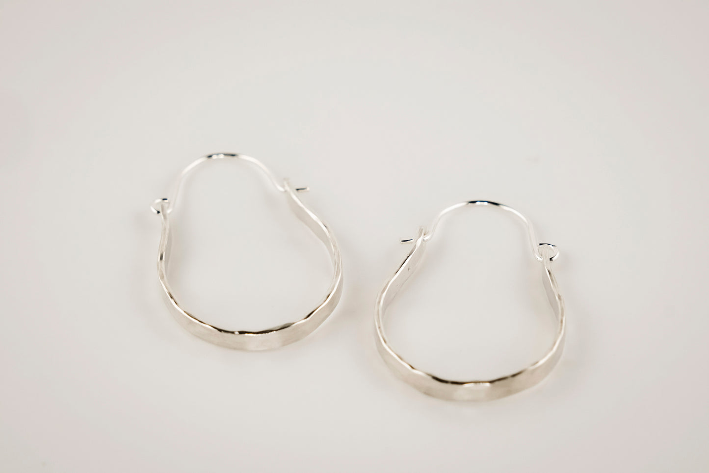 Earrings, Hammered Silver Hinged Hoops