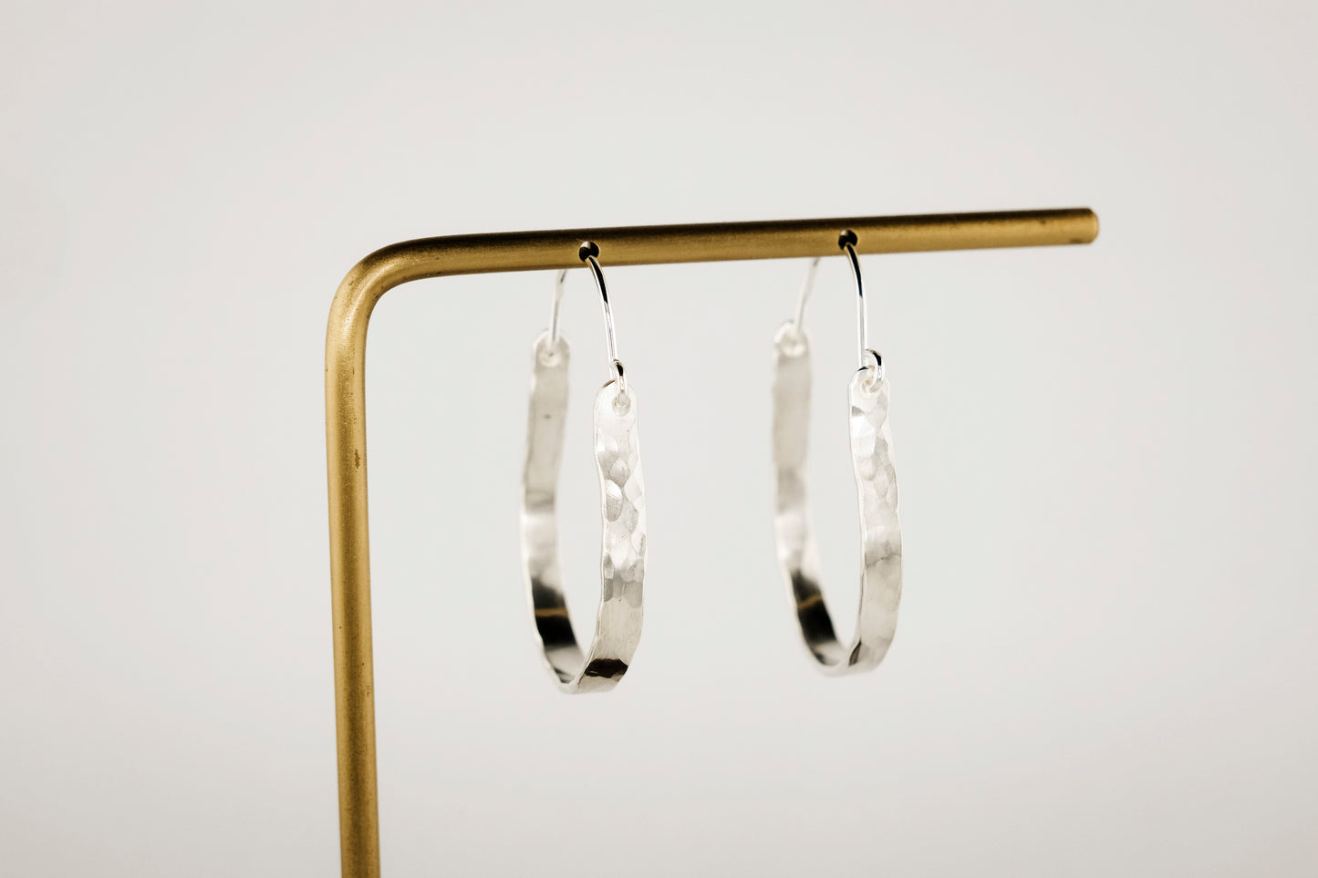 Earrings, Hammered Silver Hinged Hoops