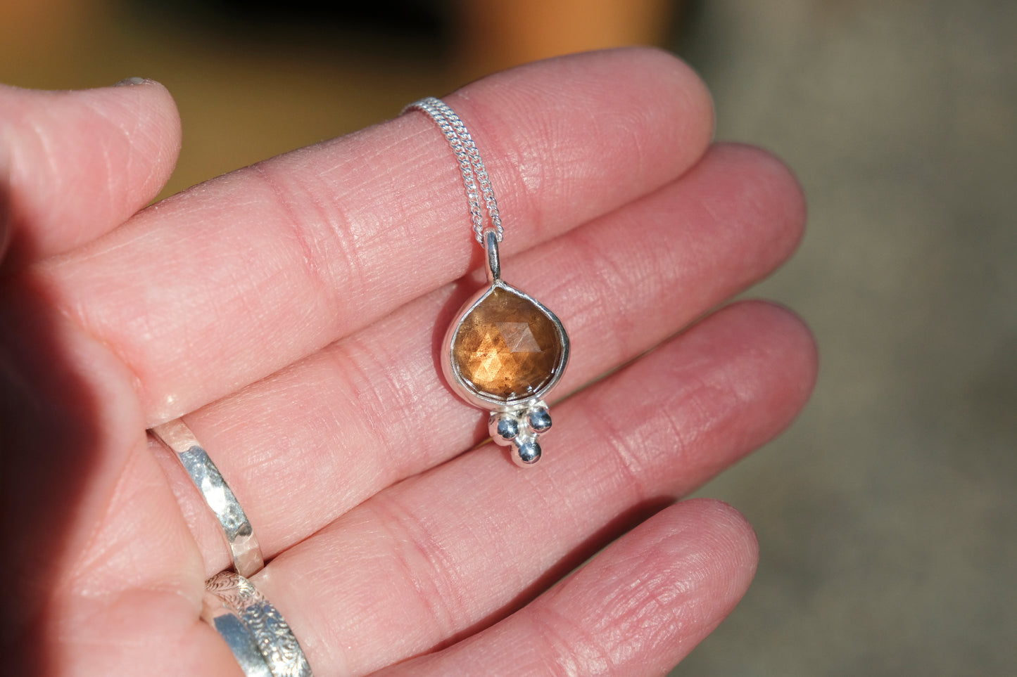 Necklace, Imperial Topaz Gemstone Pendant on Silver Chain