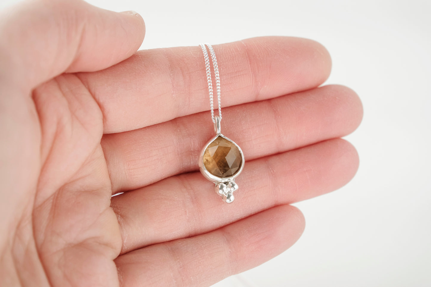 Necklace, Imperial Topaz Gemstone Pendant on Silver Chain