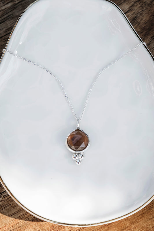 Necklace, Imperial Topaz Gemstone Pendant on Silver Chain