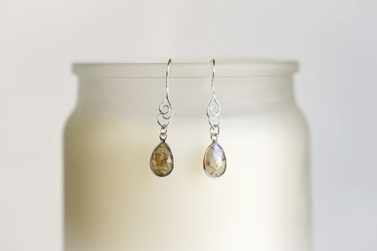 Earrings, Labradorite Gemstone Sterling Silver Earrings