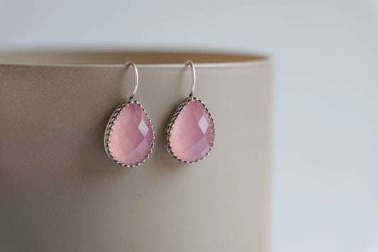 Earrings, Lavender Chalcedony Drop Earrings