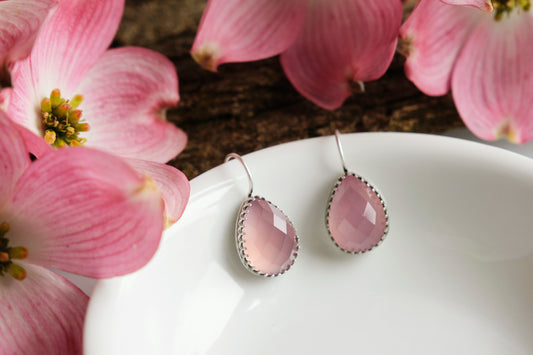 Earrings, Lavender Chalcedony Drop Earrings