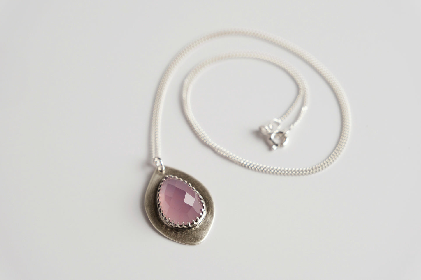 Necklace, Lavender Chalcedony Marquise Pendant Necklace