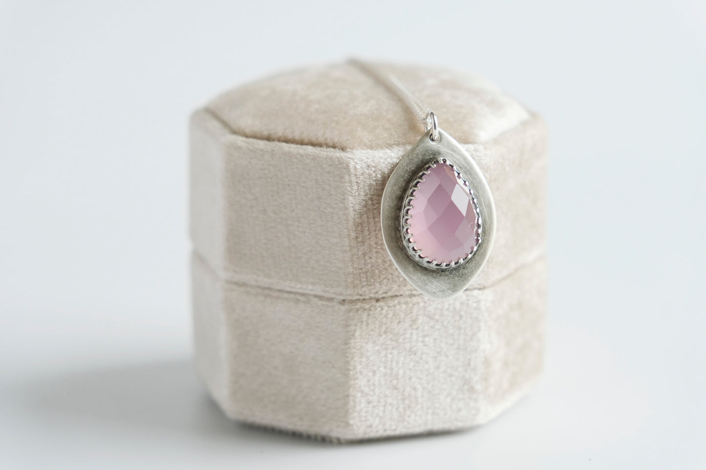 Necklace, Lavender Chalcedony Marquise Pendant Necklace