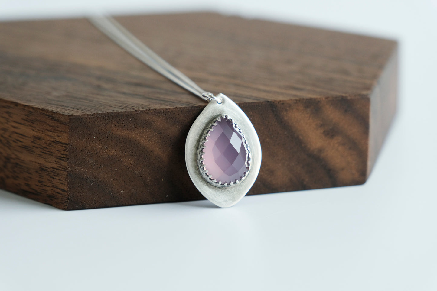 Necklace, Lavender Chalcedony Marquise Pendant Necklace