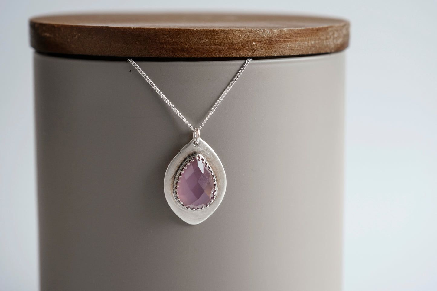 Necklace, Lavender Chalcedony Marquise Pendant Necklace