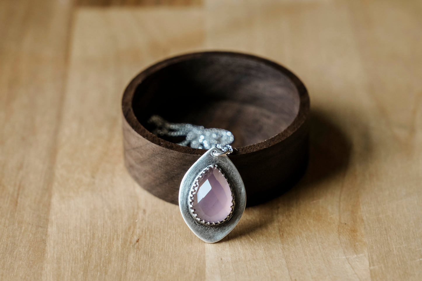 Necklace, Lavender Chalcedony Marquise Pendant Necklace