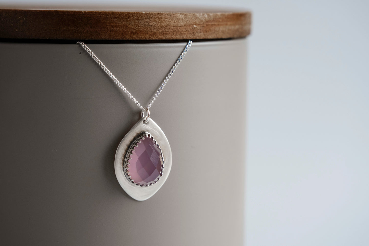 Necklace, Lavender Chalcedony Marquise Pendant Necklace