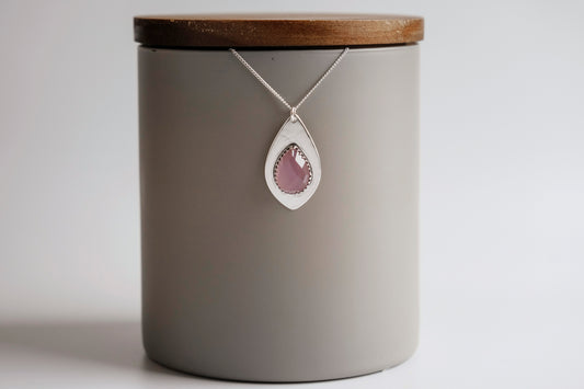 Necklace, Lavender Chalcedony Teardrop Pendant Necklace