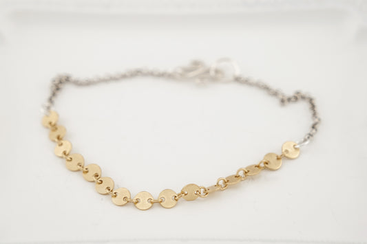 Bracelet, Sequin and Rolo Chain Bracelet  (Mixed Metals)