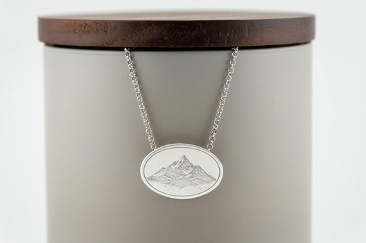 Necklace, Engraved "Mountain Peaks" Necklace with hidden bail