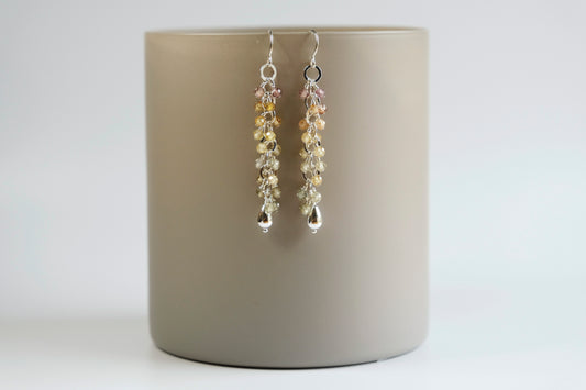 Earrings, Natural Zircon Waterfall Dangle Earrings