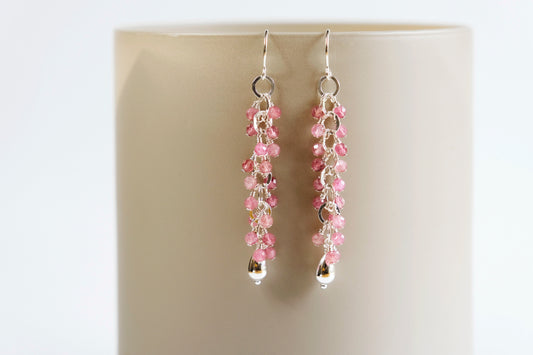 Earrings, Pink Tourmaline Waterfall Dangle Earrings