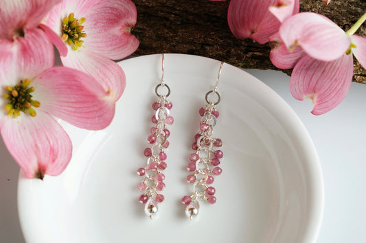 Earrings, Pink Tourmaline Waterfall Dangle Earrings