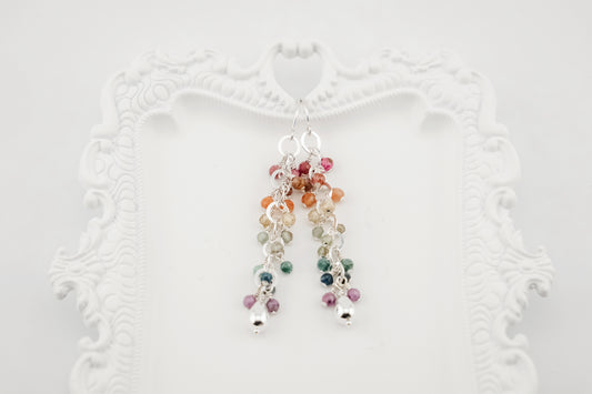 Earrings, Rainbow Gemstone Waterfall Dangle Earrings