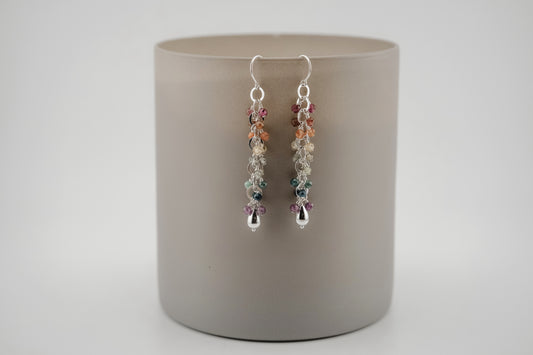 Earrings, Rainbow Gemstone Waterfall Dangle Earrings
