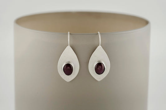 Earrings, Ruby Drop Earrings in Silver