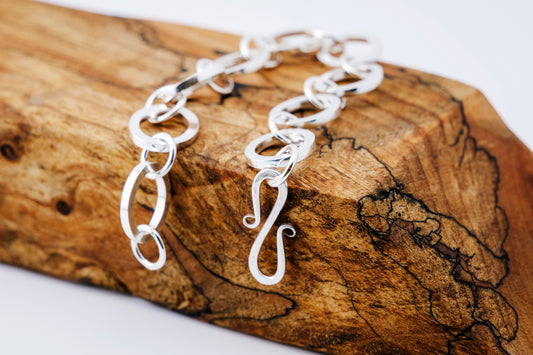 Bracelet, Silver Handmade Chunky Chain Bracelet