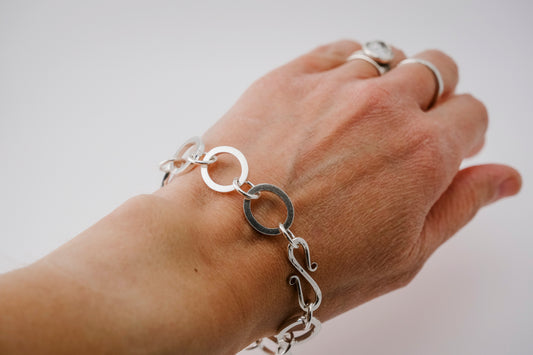 Bracelet, Silver Handmade Chunky Chain Bracelet