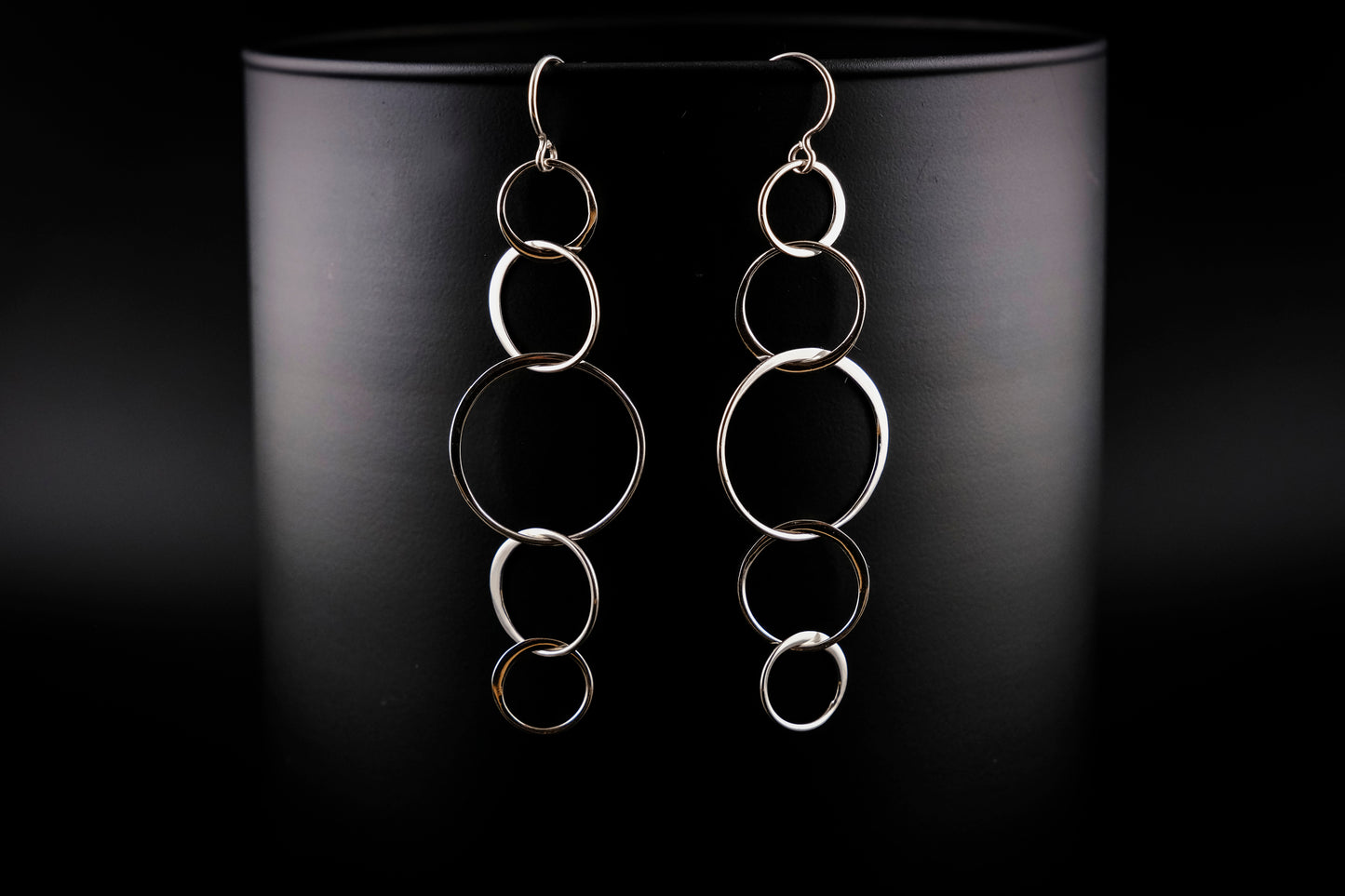 Earrings, Silver Chain Five Link