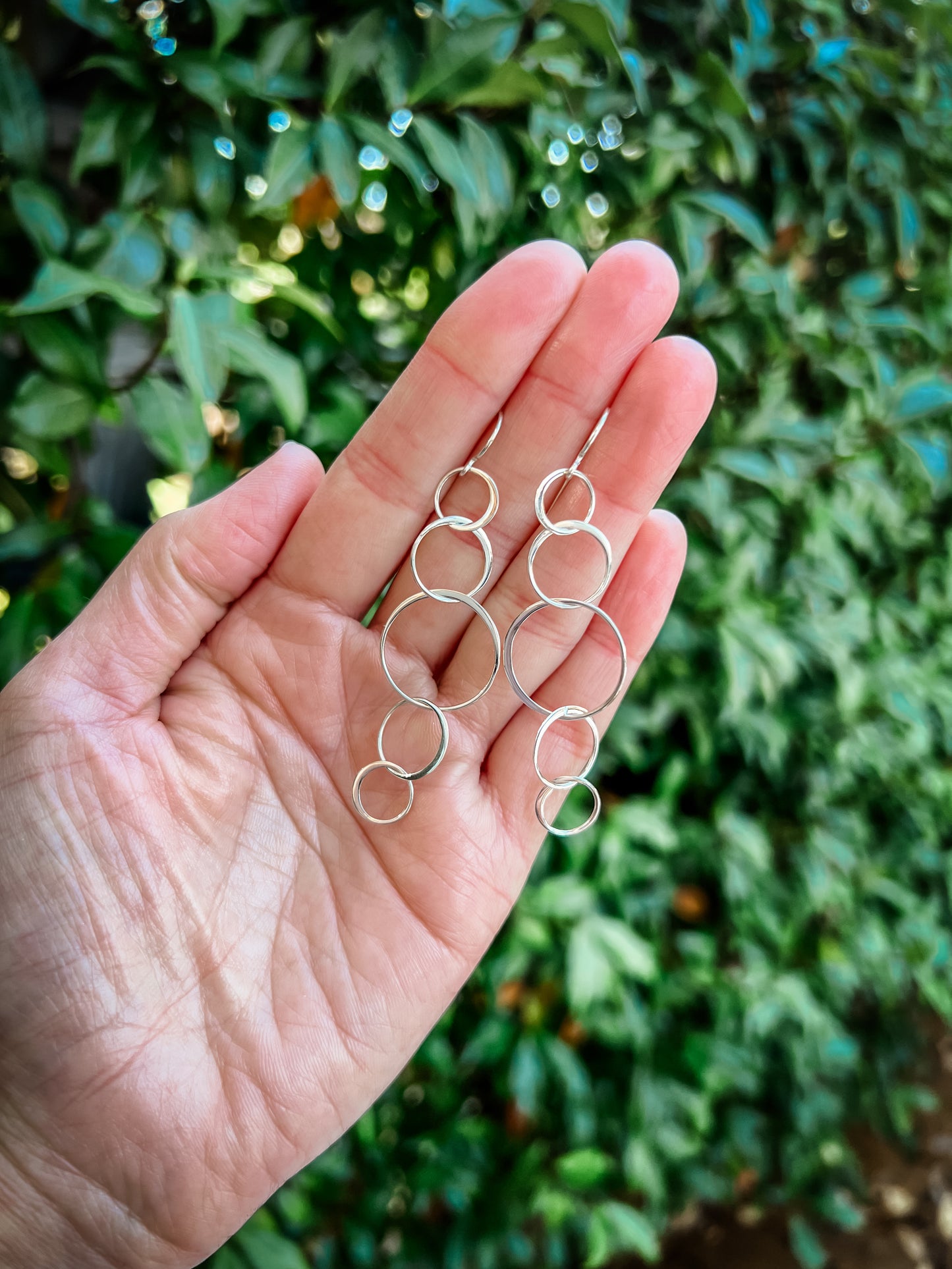 Earrings, Silver Chain Five Link