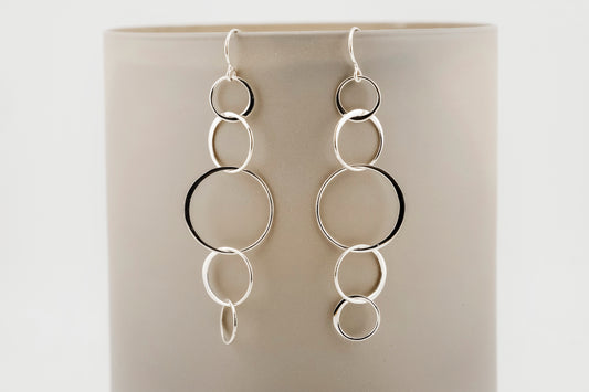 Earrings, Silver Chain Five Link